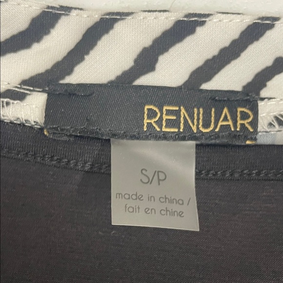 Renuar Black/White Striped Blouse with Tank Top Open Back 3 Layer 3/4 Sleeve SzS - Picture 8 of 12